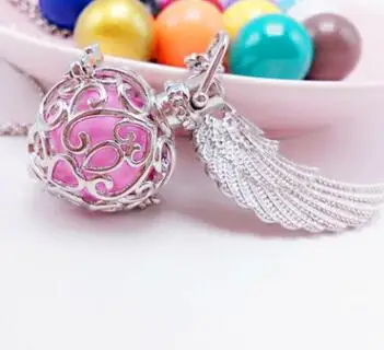 cage-wings-hollow beautiful Angel calls long baby pregnant necklace Jewelry Hollow out Maternity long chain SYYF0195 put 16mm - Окраска металла: 9