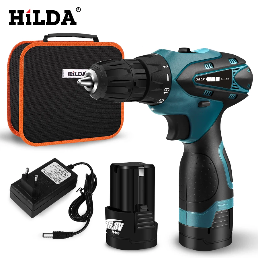 Beste HILDA Elektrische Boor Draadloze Schroevendraaier Lithium Batterij Mini Boor Draadloze Schroevendraaier Power Gereedschap Draadloze Boor