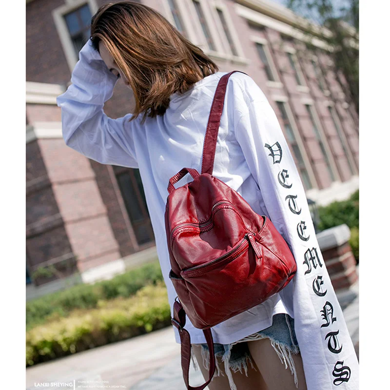 Casual Backpack Female Brief Design Soft PU Leather School Bag Women Backpacks Solid Shoulder Bag Ladies Travel Back Pack Casual Backpack Female Brief Design Soft PU Leather School Bag Women Backpacks Solid Shoulder Bag Ladies Travel Back Pack