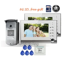 ENVÍO LIBRE A ESTRENAR 7 “Video casero De Intercomunicación teléfono de La Puerta Sistema de Recoder 2 Monitor + RFID Card Reader Puerta de Intercomunicación Cámara AL POR MAYOR