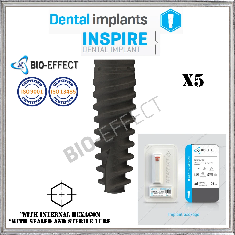 

5X Genuine Dental_Implants ,Spiral Type Sterilized Internal Hex+5 Abutment(Gift) Standard Platform Top Quality, Bio-Effect