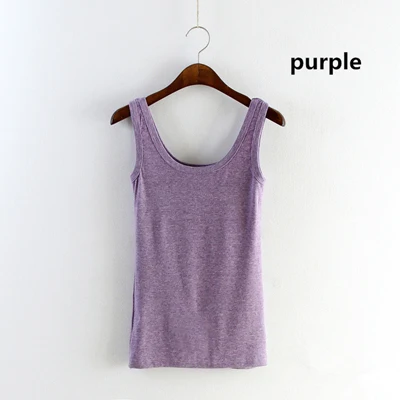 Новое поступление мягкой трикотажной резинке майка Для женщин 9 Цвета повседневная одежда жилеты высокое качество летний топ Haut Женская бритва - Цвет: purple