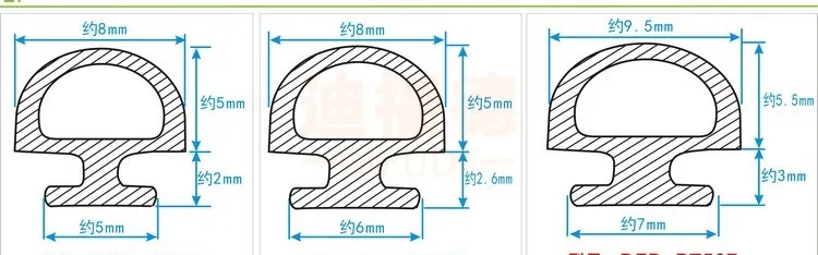 Герметизирующие ленты EPDM 6 м ширина дна 5/6/7 мм алюминиевые герметичные