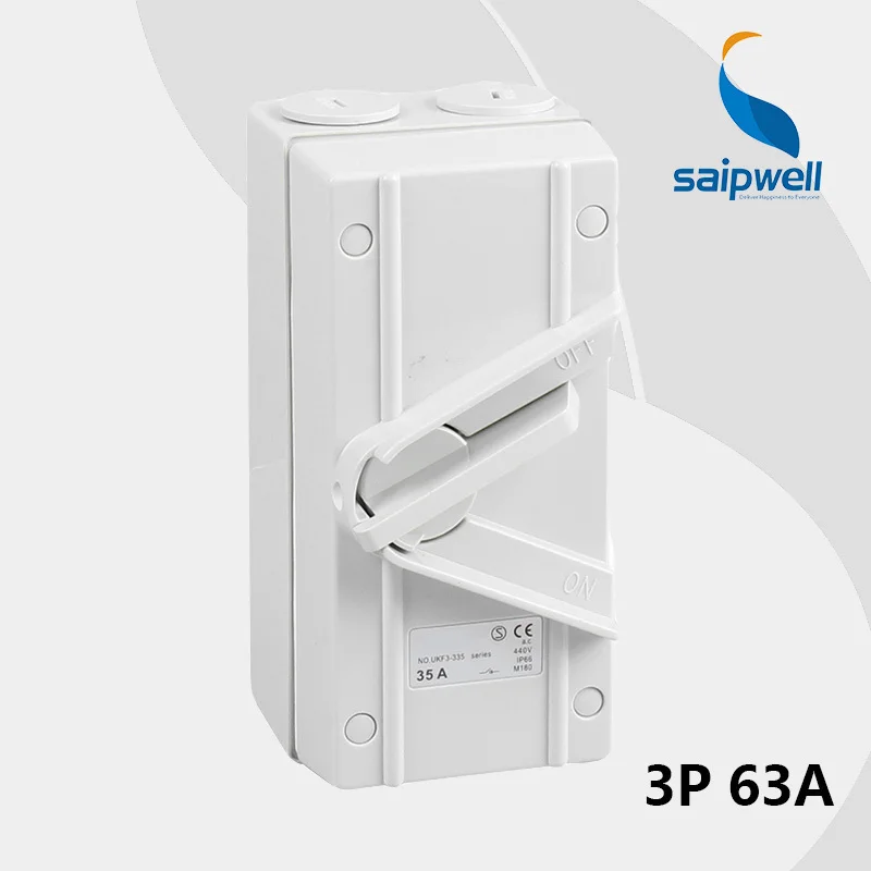 AC 500V 63A IP66 3-фазный OFF/ON 3-позиционный квадратный водонепроницаемый изолирующий