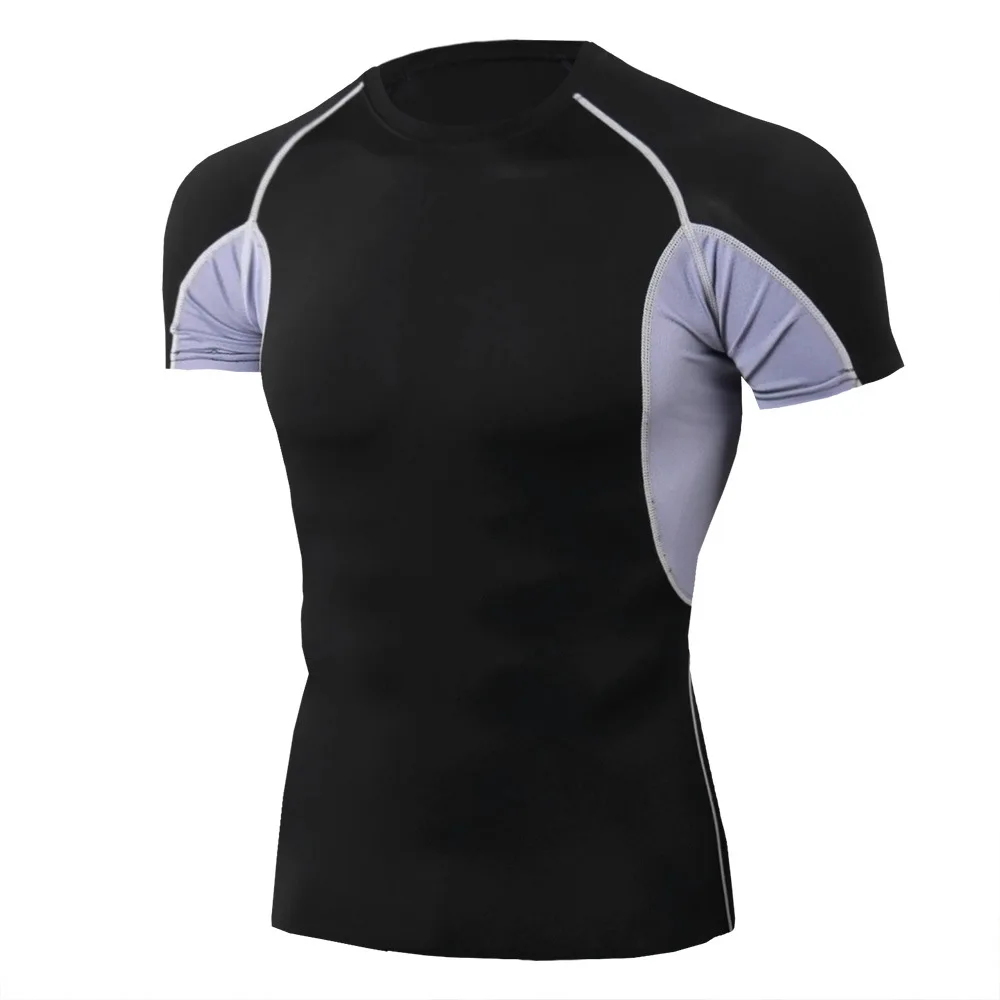 Быстросохнущая футболка для бега, фитнеса, обтягивающие футбольные майки, компрессионный Топ, футболка, Спортивная Мужская футболка для спортзала, футболка Rashgard - Цвет: 4