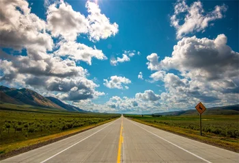 

Laeacco Blue Sky Cloud Plain Way West Of USA Scenic Photography Backgrounds Photographic Backdrops For Photo Studio