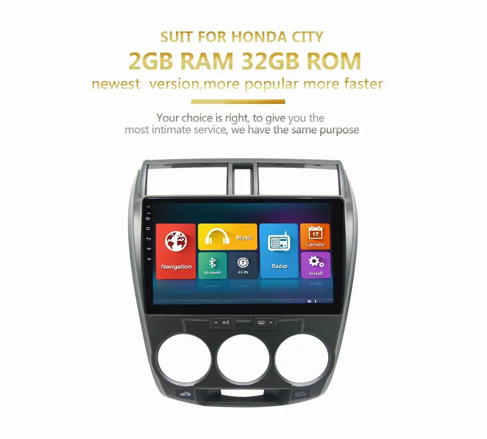 Best Kirinavi Car Radio 10" Touch Screen 2 Din auto android for Honda City dvd audio multimedia Navigation player radio 0