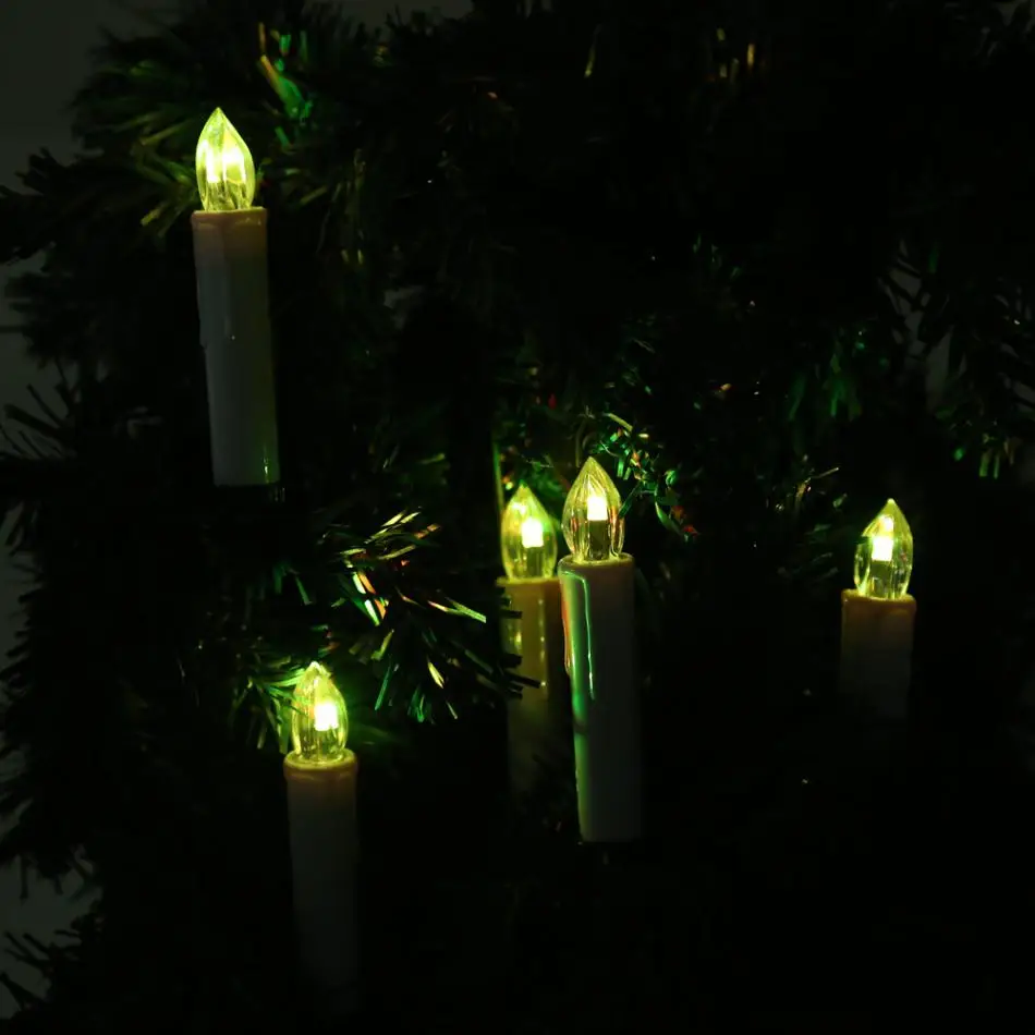 10 шт. светодиодный светильник-свеча с зажимами для дома, вечерние, свадебные, декор для рождественской елки, пульт дистанционного управления, светодиодный беспламенный беспроводной светильник для рождественских свечей
