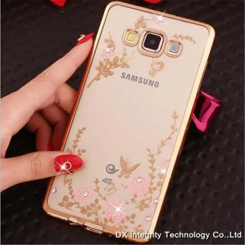 Алмаз Мягкий чехол для Samsung Galaxy C5 C7 C9 Pro J3 A3 A5 2017 A710 A810 цветок Bling Ясно Телефон
