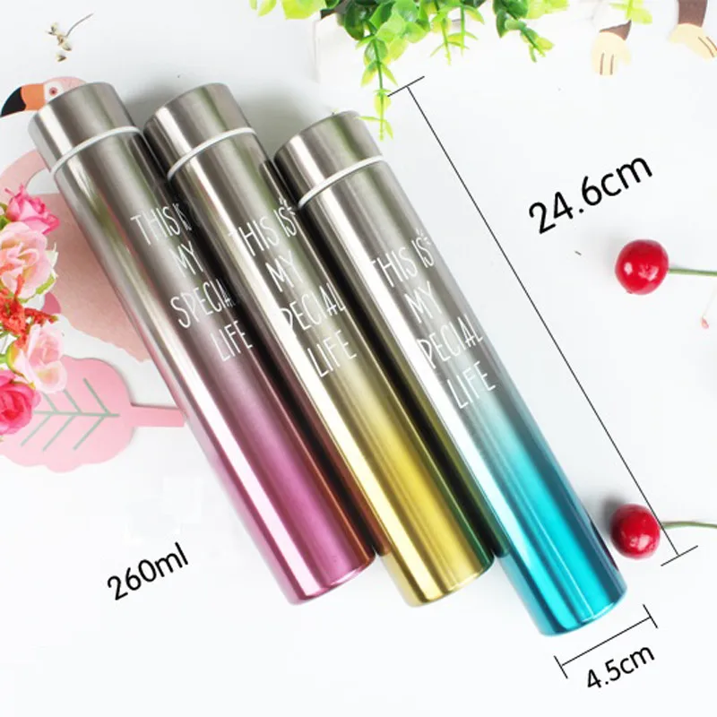 

Creative and slender thermos stainless steel wolf-proof flask for men and women hot and cold 260ml capacity cute stradight cup