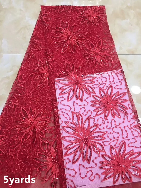 

African Lace Fabric 2018 High Quality beaded African Tulle Lace Fabric With Sequins French Net Lace For Women Dress Dps061