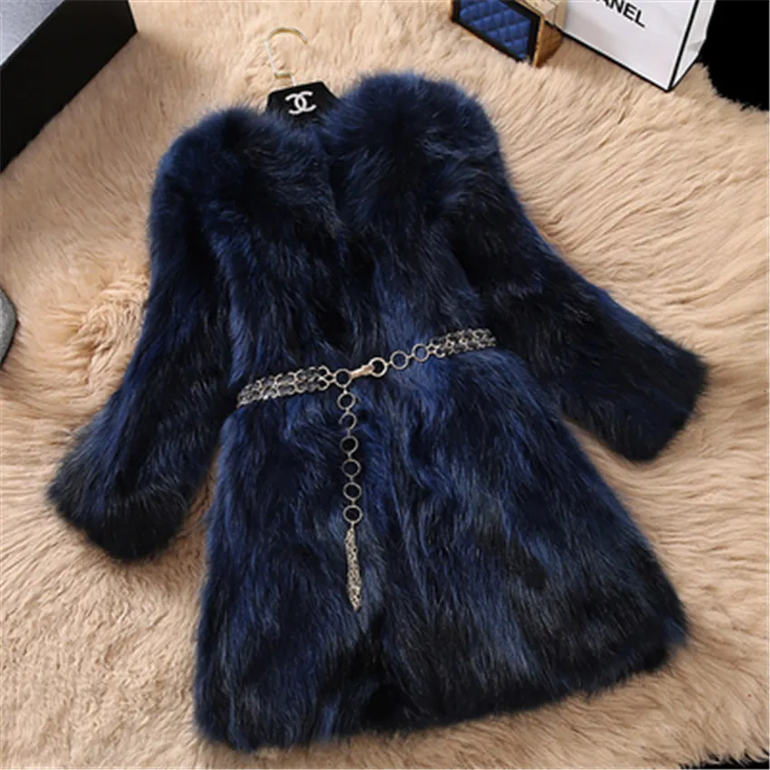 

Women Faux Fox Fur Midi Long fur Full Pelt Faux Fur Slim Female Fake Fur Lady Winter Warm Coat Party Jacket Coats Outwear WZ628