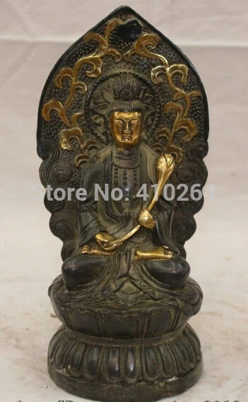 

6" China Chinese Bronze Gilt Guan Yin Kwan-yin Goddess Hold Lotus Flower Statue discount 30%