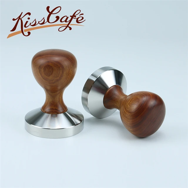 Best Offers 304 Stainless Steel Base Rosewood Wooden Handle Tamper Coffee Powder Hammer 51/53/57/57.5/58mm Customizd Coffee Accessories CIQ