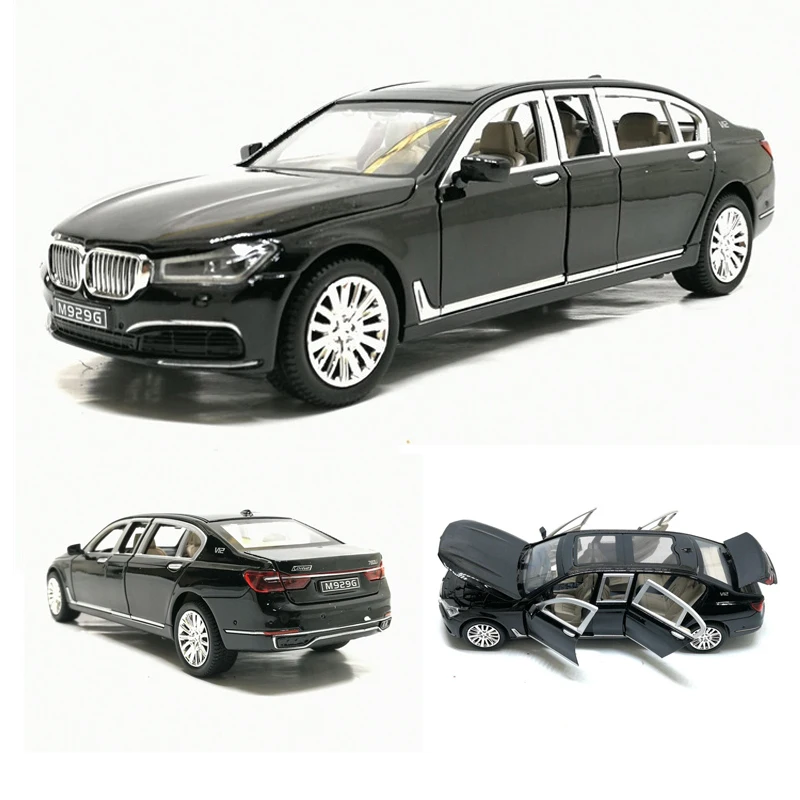 

High simulation 1:24 760LI Extended Alloy Car Model Sound Light Pull Back Car Version Toys For Children Gifts Free Shipping