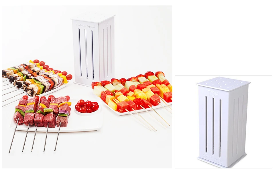 Portable 16 Hole Meat BBQ Barbecue Skewers Machine Kabob Maker Box Multi-purpose Meat Grinders BBQ Grill Tool Gadget Accessories (7)