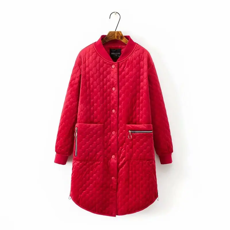 

Plus Size thick Red Wadded Winter Jackets Women Cotton Long Padded Coat Outwear Warm Chaquetas Parka Feminina