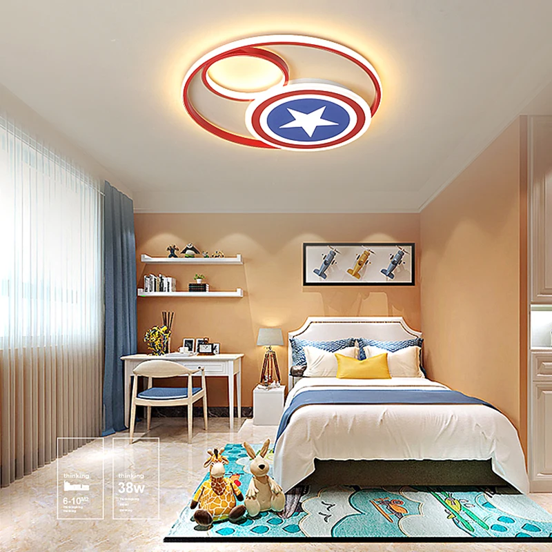 Современная светодиодная люстра в стиле Капитана Америки для спальни, детской комнаты, детской комнаты, 90-260 В, Потолочная люстра для дома