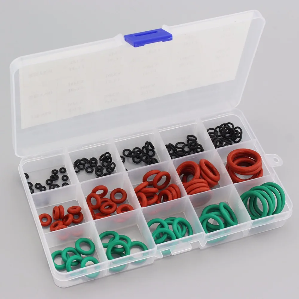 170PCS Black NBR Green Fluoro Viton FKM O Ring Plus Red Silicone VMQ O