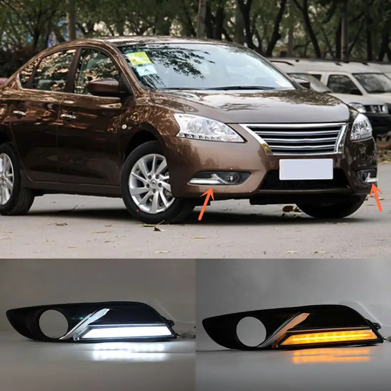 

A Set LED Daytime Running Light Yellow Signal For Nissan Sylphy Sentra 2013-2015