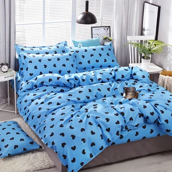 

Luxury Cartoon blue Pink Love symbol Bedding Sets 3/4pcs Children's Boy Girl Adult Bed Linings Duvet Cover Bed Sheet Pillowcase