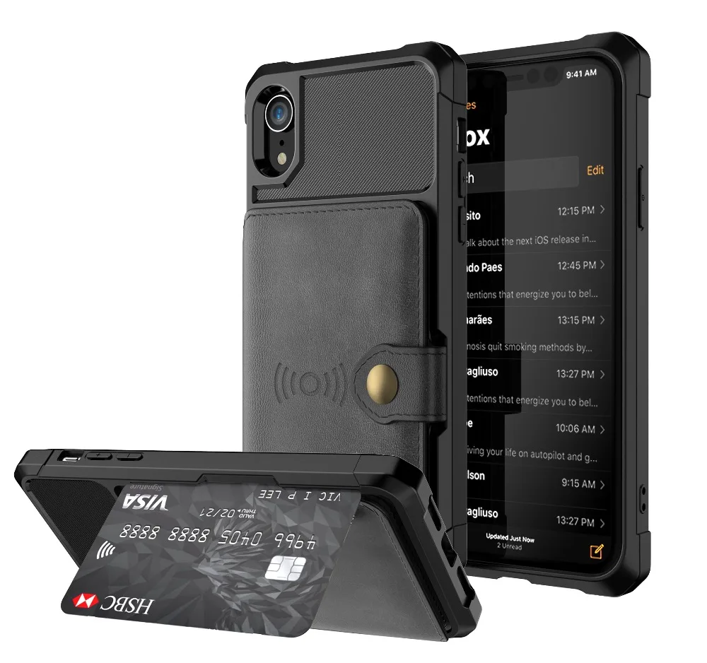 

HYAIZLZ for iPhone Xr 6 7 8 Case with Card Holder Leather Back Case Cover for Apple iPhone Xs Max X Xs 6 7 8 Plus Case Capa