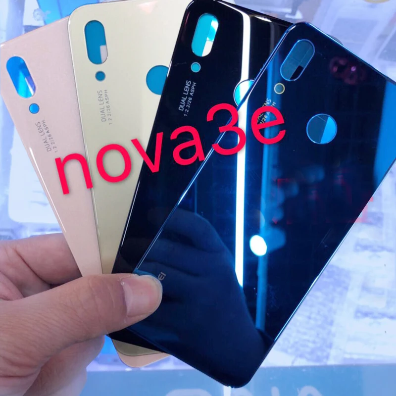 

For Huawei P20 Lite Glass Back Housing Case Battery Cover For Huawei Nova 3e Rear Door Replacement Case Glossy Repair Parts
