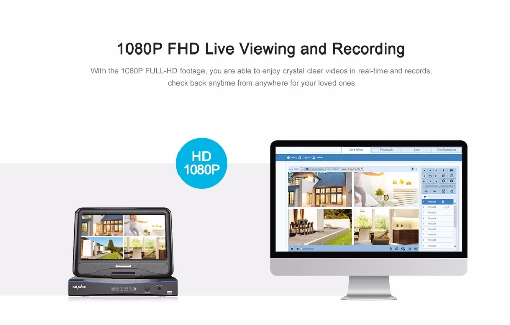 SANNCE Full HD 1080P CCTV камера системы 4CH видео наблюдения DVR с 10,1 'lcd и 4 шт открытый набор камер наблюдения