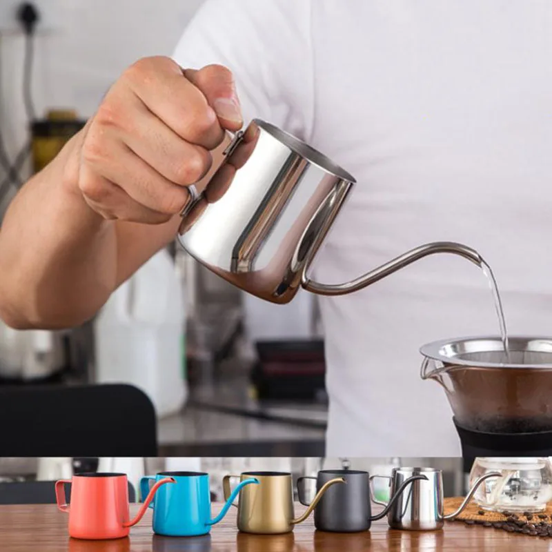 

MICCK Gooseneck Drip Pot Teflon Non-stick Coffee Pot Kettle Pot Coffee Maker Pitcher Milk Frothing Tea Percolator Teapot