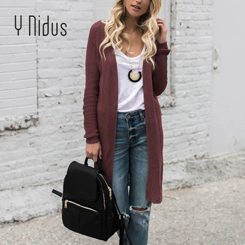 

Women Cardigan Female Solid Cardigans Long Sleeve Knit Jersey Lightweight Tops Block Open Front Sweater Casaco Feminino S-XL