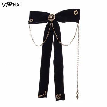 

Punk Bowtie Women Wedding Party Formal Dress Gear Chain Bow Tie Jewelry Gothic Dual-purpose Pin Hair Clip Steampunk Headwear