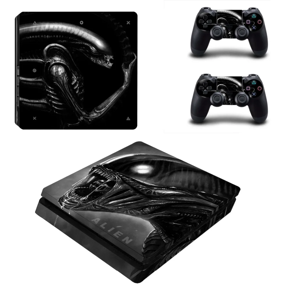 

Alien Vinyl Decal Skin for Playstation 4 S PS4 Slim Console and 2PCS Decal Stickers for PS4S Slim Controllers