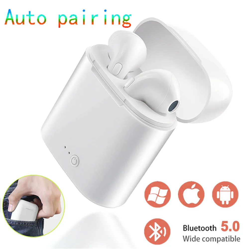 

i7s TWS 5.0 Wireless Bluetooth Earphone Stereo Earbuds Headset With Charging Box For All Bluetooth tablet Smart phone earphone