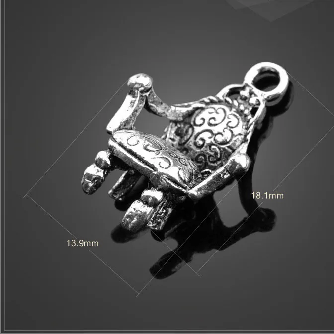 High Quality 20 Pieces/Lot 13.9mm*18.1mm Metal Diy Handmade Antique Silver Vintage Sofa Chair Charms For Jewelry Making