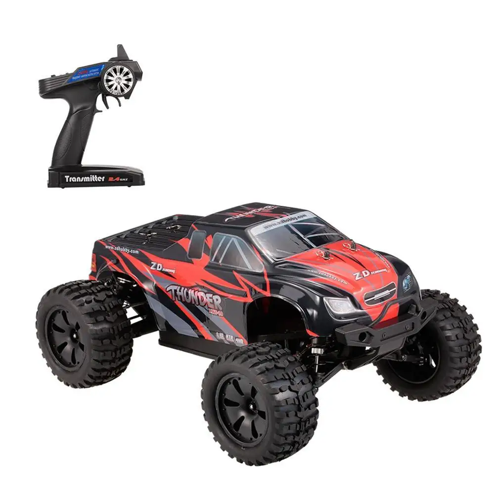 RCtown ZD Racing 9106-S 1/10 Thunder 2,4G 4WD бесщеточный 70 км/ч гоночный Радиоуправляемый автомобиль внедорожник Monster RTR игрушки - Цвет: Red black