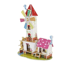 3D головоломка Diy строительные игрушки карточная модель строительные наборы безопасная пена розовая водная башня ветряная мельница прекрасные комнатные игрушки для девочек