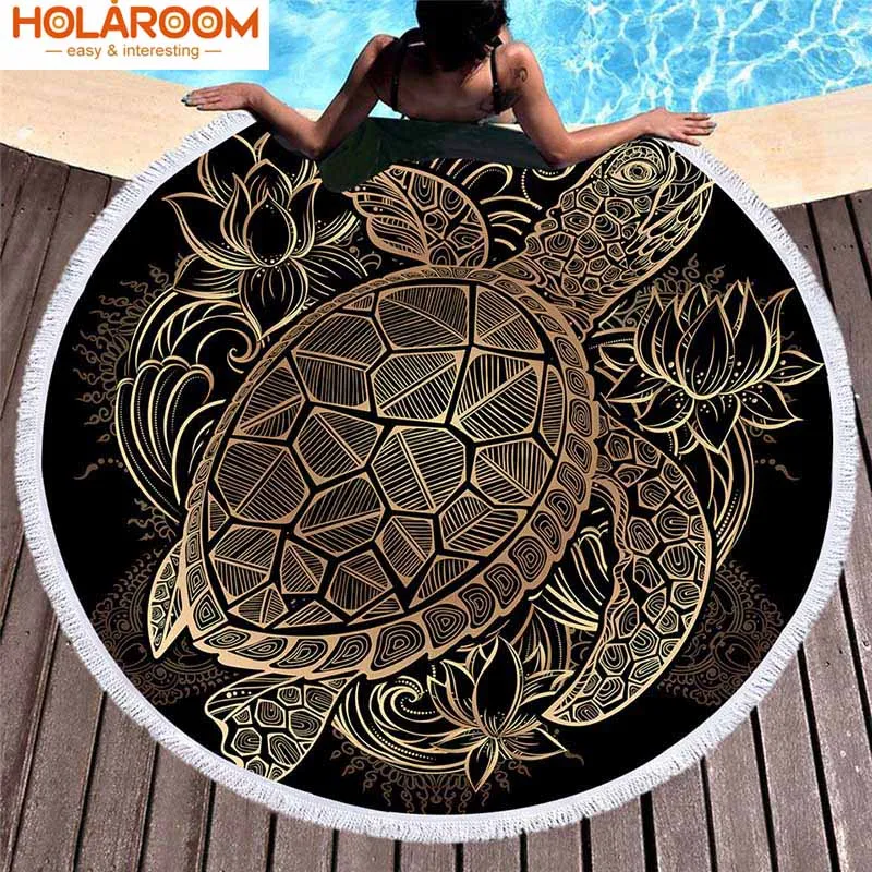 

New arrivel Microfiber Fabric Beach Towel Round Large Beach Towel Quick Compressed Towel Tapestry Towel Tassel Toalla de playa