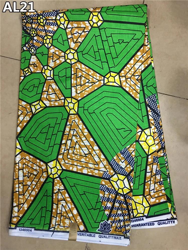 High class hot sale green african wax fabric!new pattern 6yards ankara real prints fabrics for nigerian wedding AL21 | Дом и сад