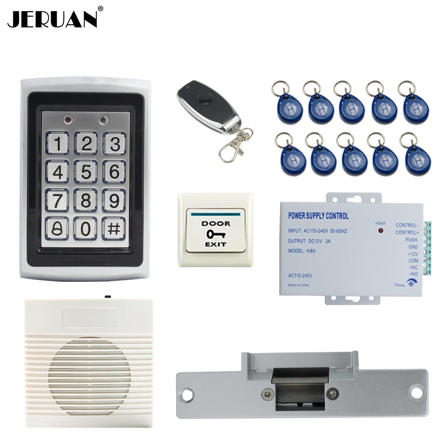 

JERUAN Metal Waterproof Backlight button RFID Access Controller system kit+doorbell+Remote control+in stock Free shipping