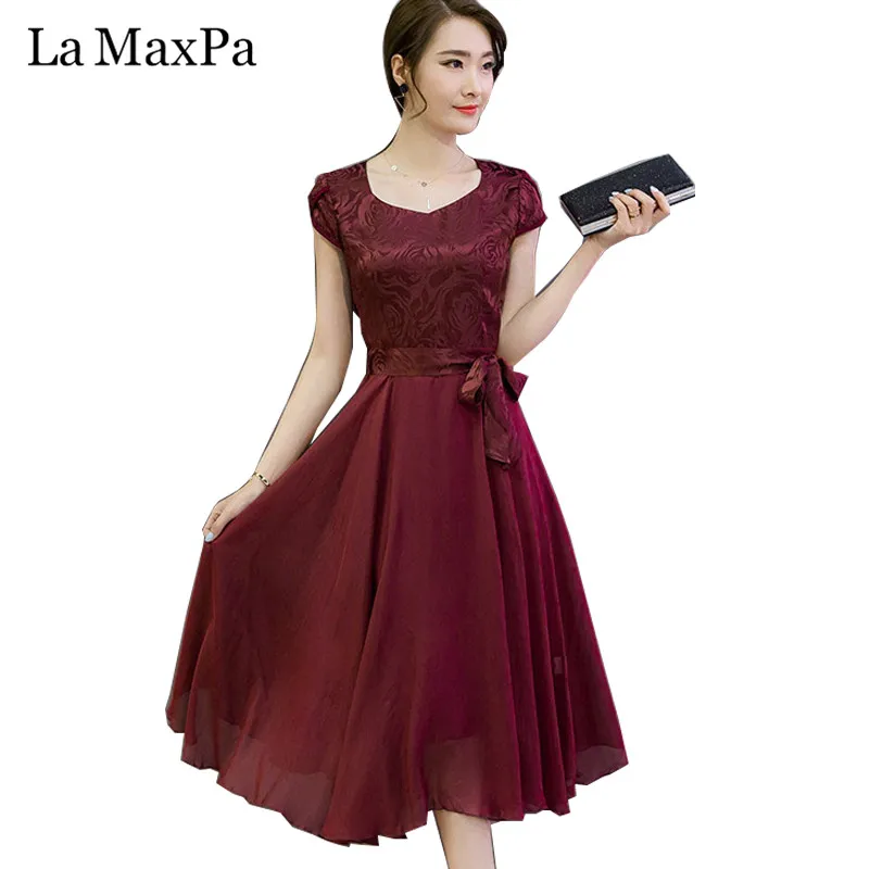 

2019 New Summer Dress Female Elegant Chiffon Silk Party Dresses for women Red Robe Femme Plus Size Womens Vestidos Mujer