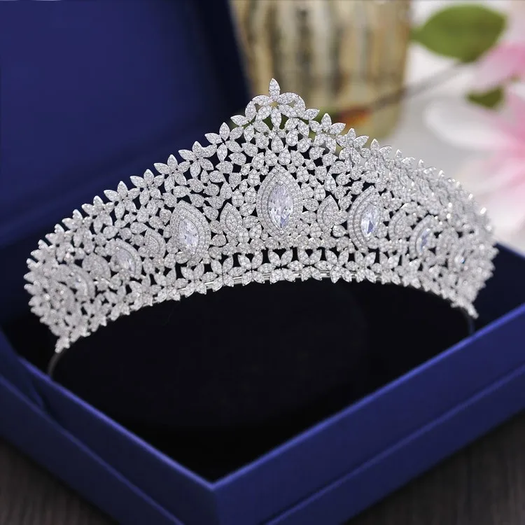 

Jonnafe Luxury Micro Paved Full Cubic Zircon Princess Bridal Tiara Zirconia Crown Wedding Hair Accessories Women Prom Hairband