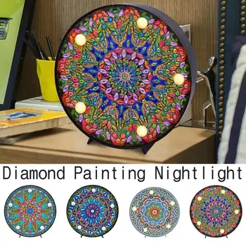 

DIY Mandala LED Diamond Painting Light Box Cross Stitch Embroidery Lamp Full Special Drill LED Lamp Rhinestones Home Decoration