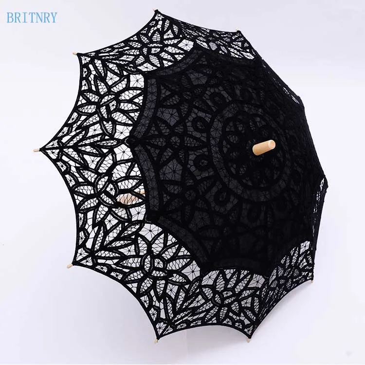 BRITNRY горячая Распродажа солнцезащитный Свадебный зонтик модный Кружевной Белый Бежевый черный зонтик с вышивкой зонтик невесты
