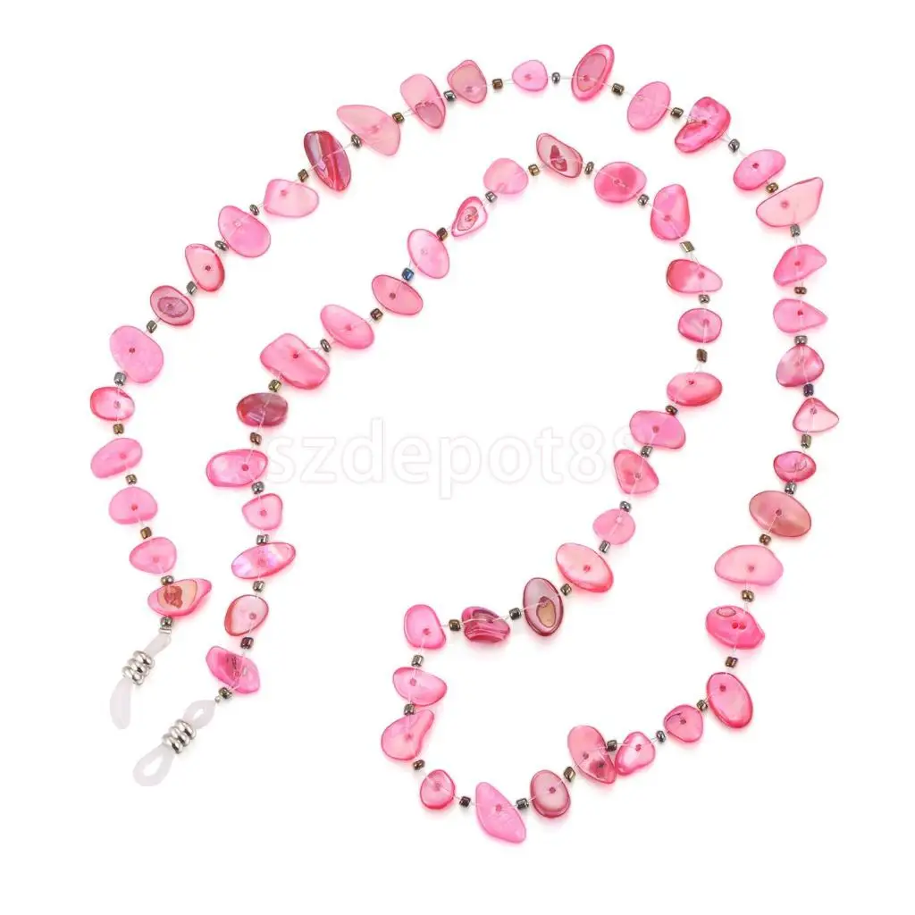 Стеклянные бусины из бисера глаз стеклянная цепочка для очков держатель Хранитель шнурок для очков фиксатор ожерелье - Цвет: Pink
