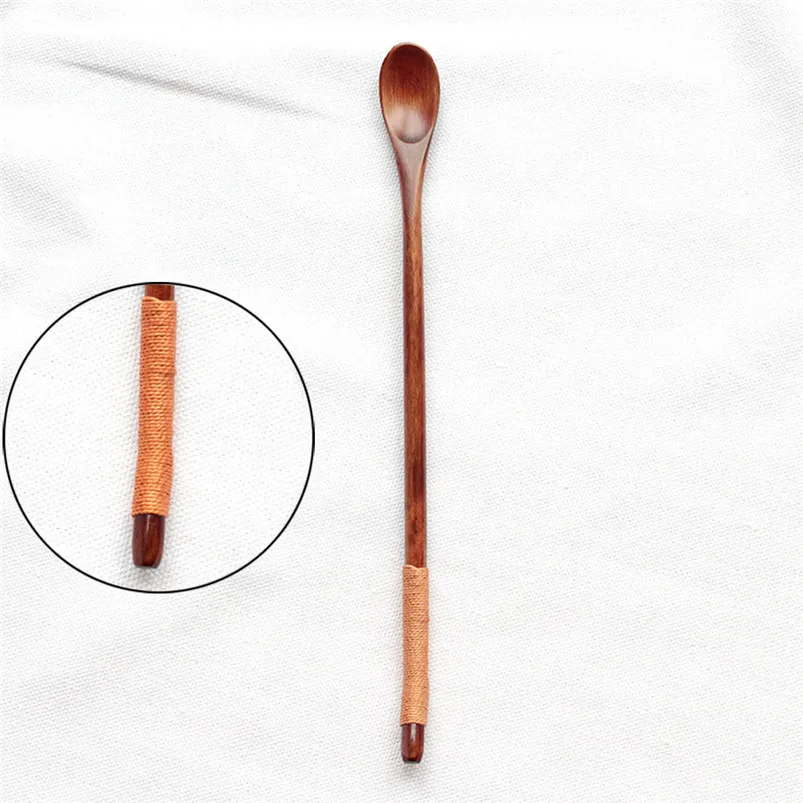 Lot Wooden Long Spoon Bamboo Teaspoon Kitchen Cooking Utensil Tool Soup Teaspoon Catering Cuchara De Madera Creativa 40JY151