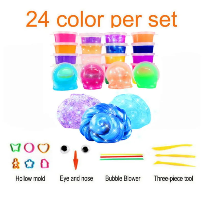 

Colorful Crystal Color Mud Non-toxic Jelly Mud 24 Color Shiny Ramen Clay Child DIY Slime Fluffy Plasticine Education Craft Toys