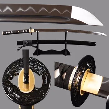 

Brandon Swords Real Leather Handle Katana Sharp Japanese Sword Distinct Hamon Clay Tempered Blade Carbon Steel Samurai Katana