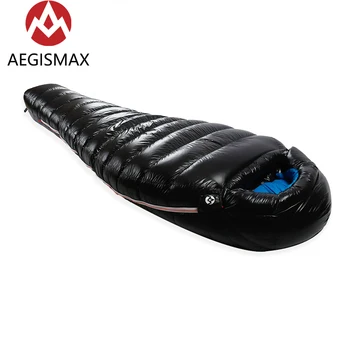 

AEGISMAX D1 D2 90% Ultralight Duck Down Mummy Sleeping Bag Black Outdoor Camping Hiking Lengthened Winter Warm Adult 650FP