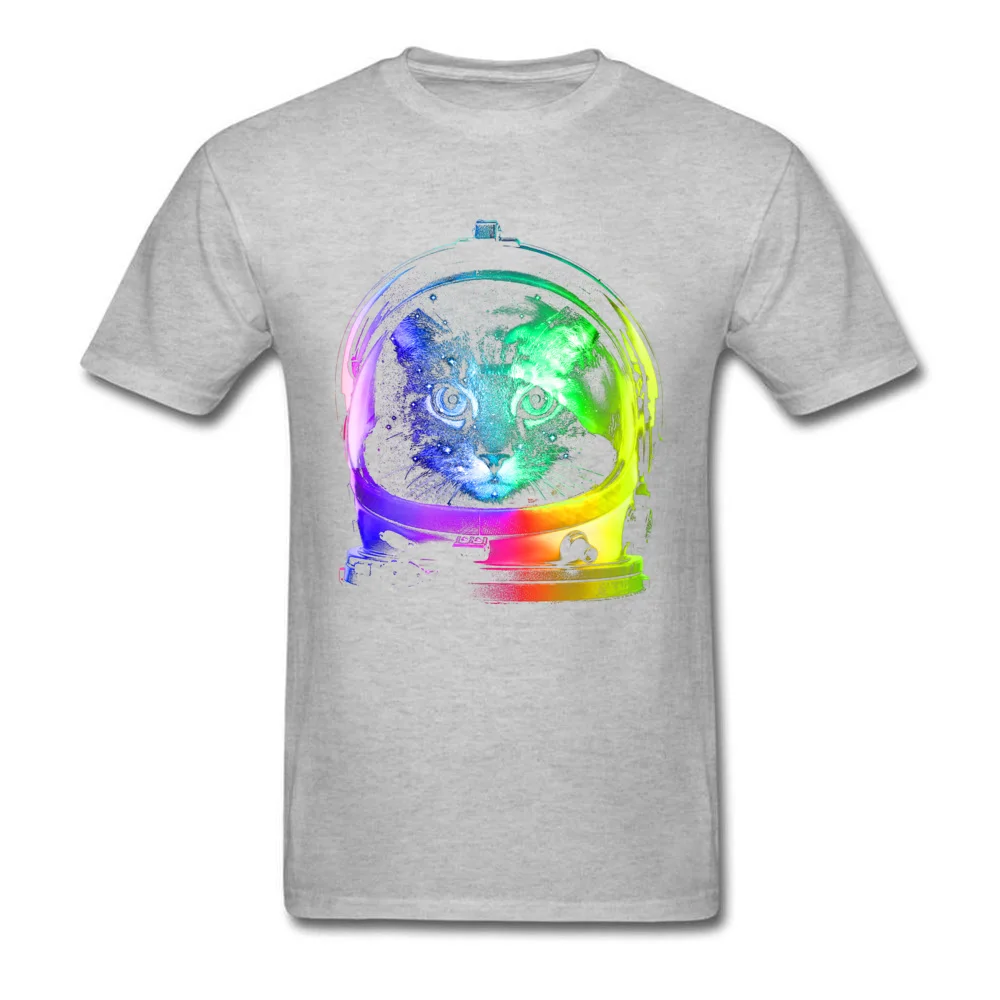 Astronaut Cat Simple Style Summer Fall Cotton Fabric Round Collar Adult Tops Tees Classic Tshirts Hip Hop Short Sleeve T Shirt Astronaut Cat grey