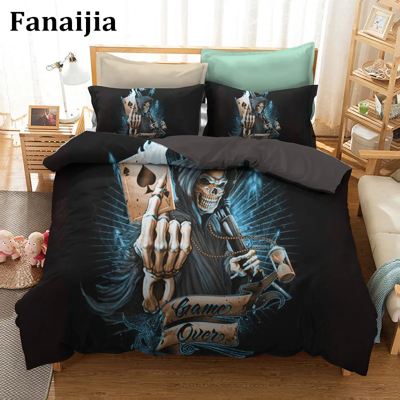 Fanaijia, 3d, сахарный череп, комплекты постельного белья, king size, Череп, пододеяльник, набор, кровать, две кровати, наборы, queen size, одеяла, наборы